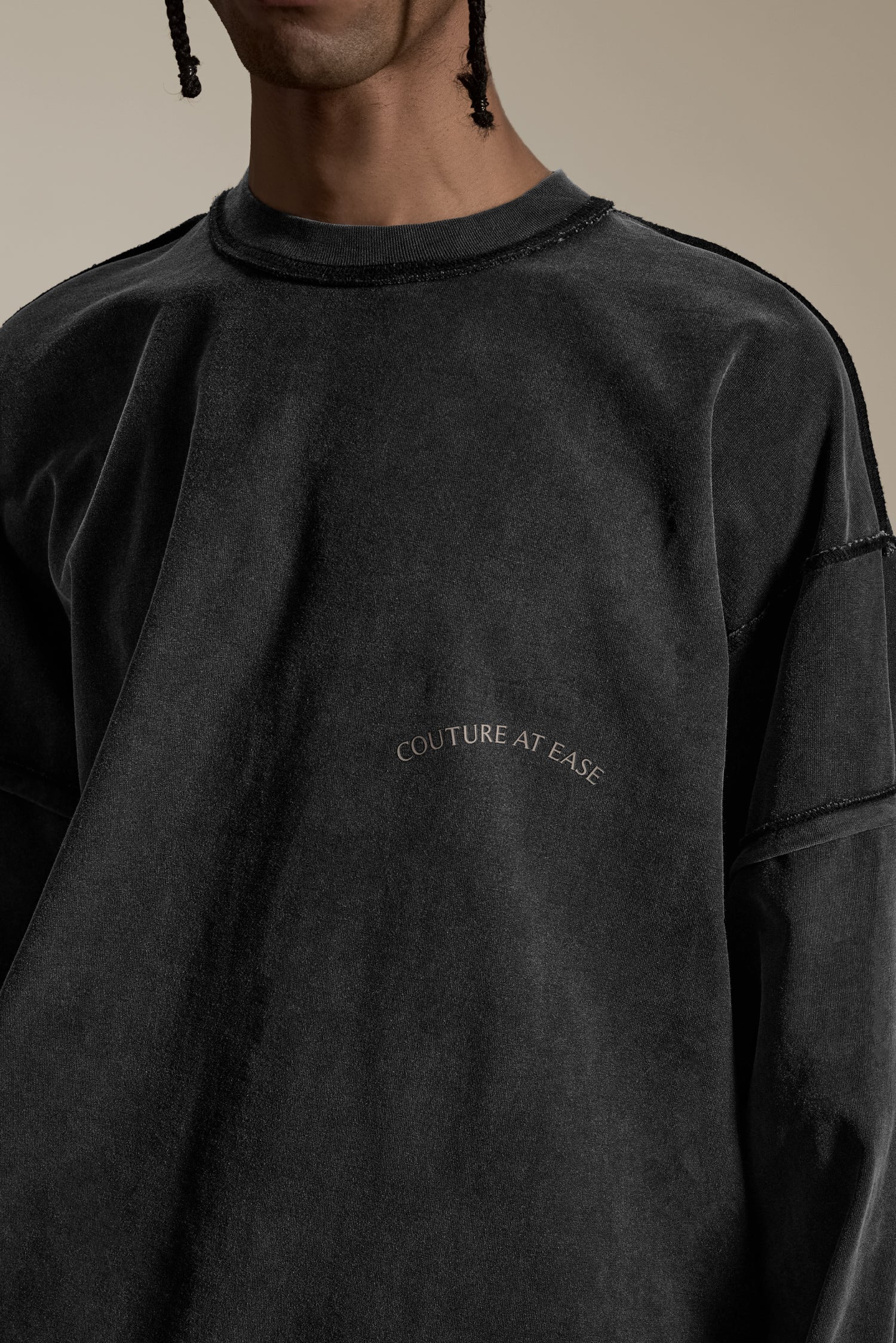 REVERSIBLE WASHED LONG SLEEVE TEE