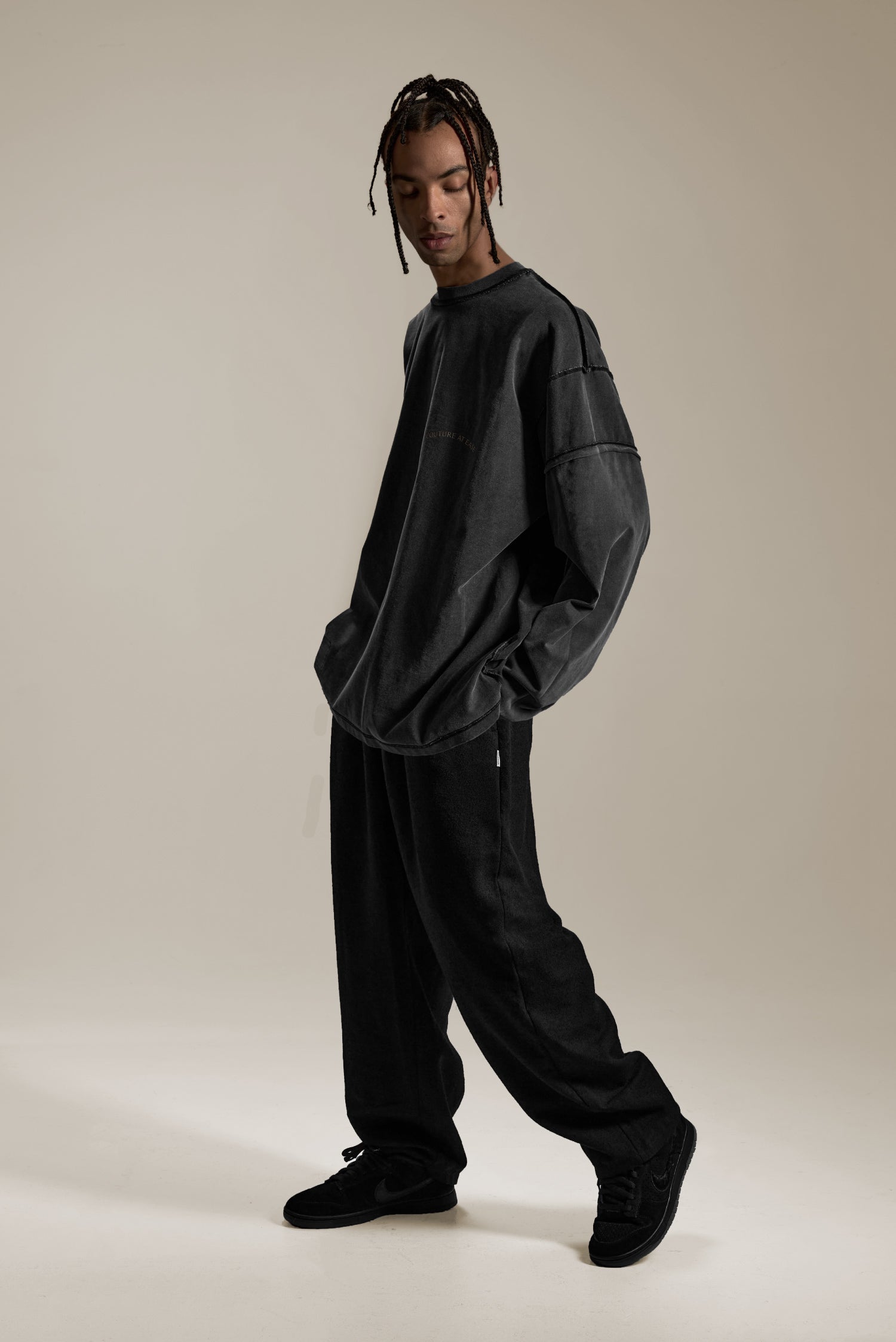 REVERSIBLE WASHED LONG SLEEVE TEE